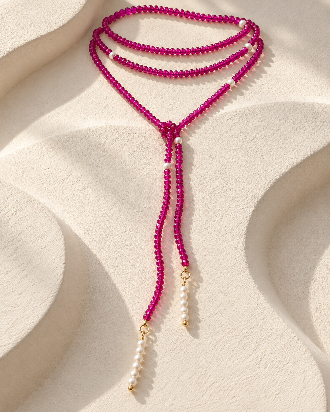 Collar Corbatín Bugambilia & Perlas