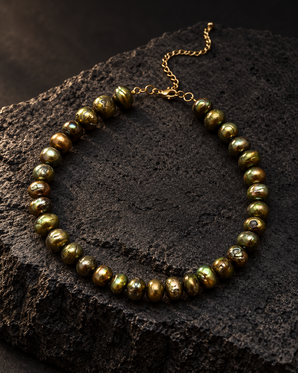 Collar Perlas Bola Metalicas