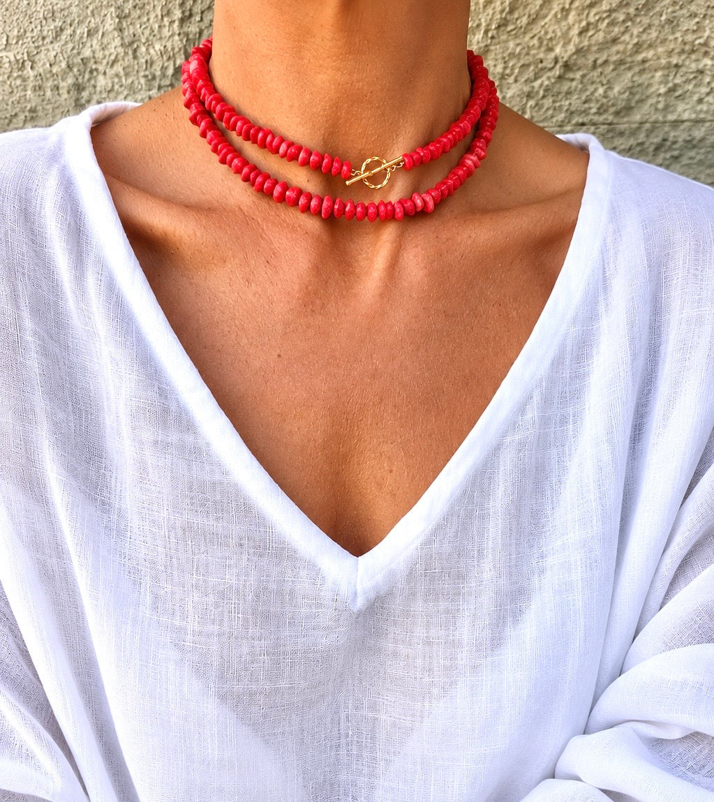 Collar Coral Rojo Chip