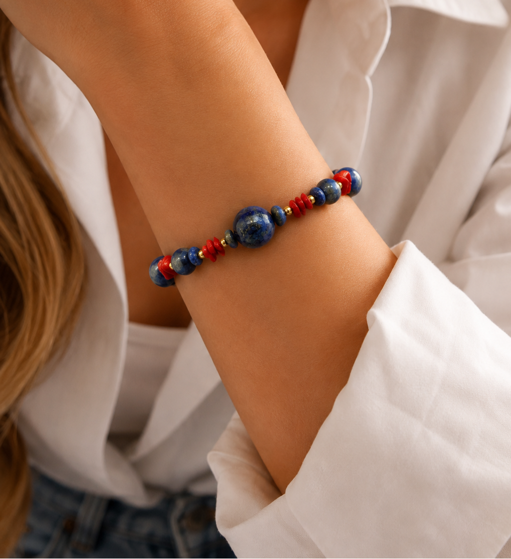 Pulsera Lapislazuli & Coral