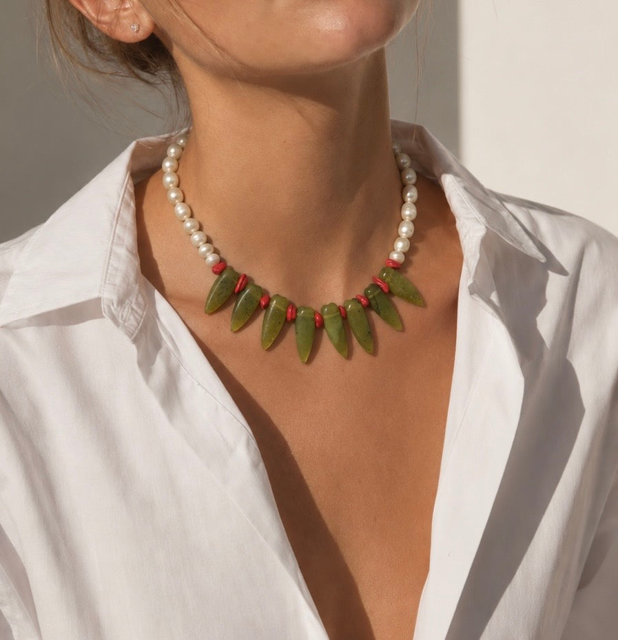 Collar Perlas | Jade & Coral