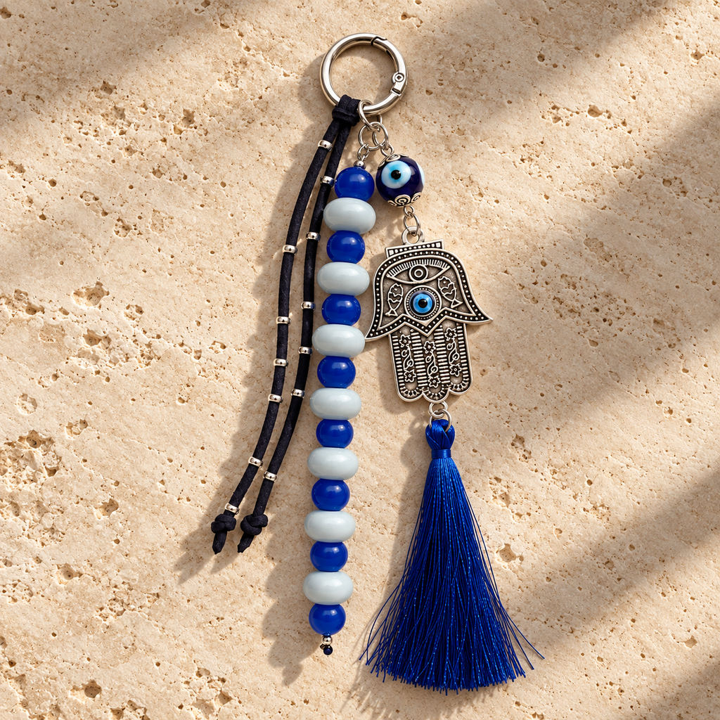Bag Charm Llavero Mano de Fatima Azul