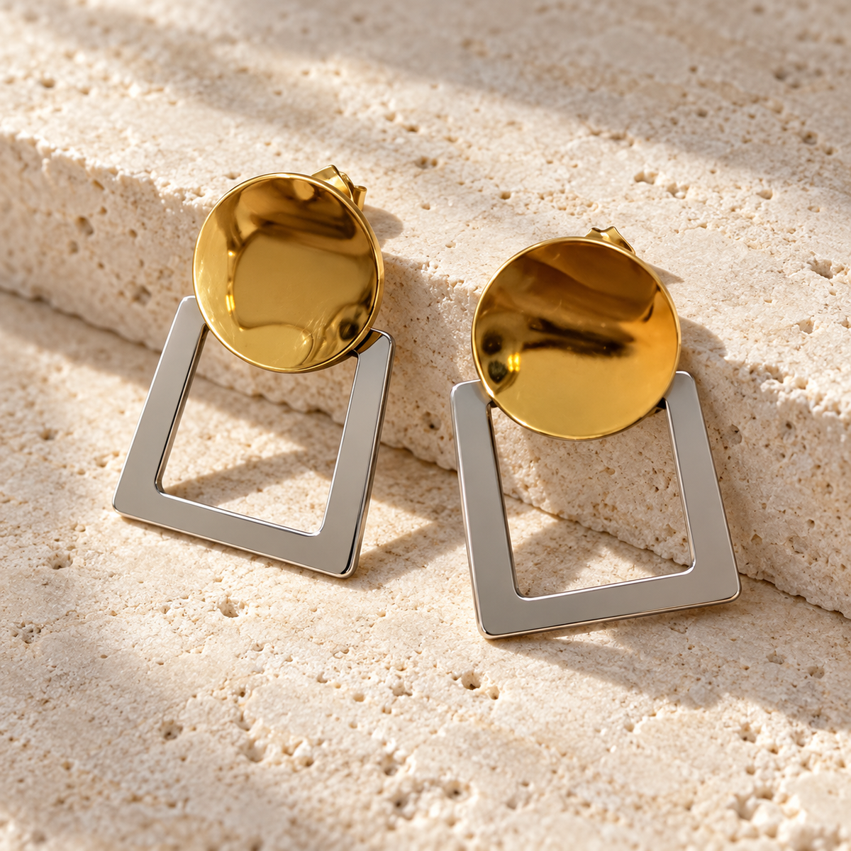 Aretes Prima Bicolor - Acero Inoxidable