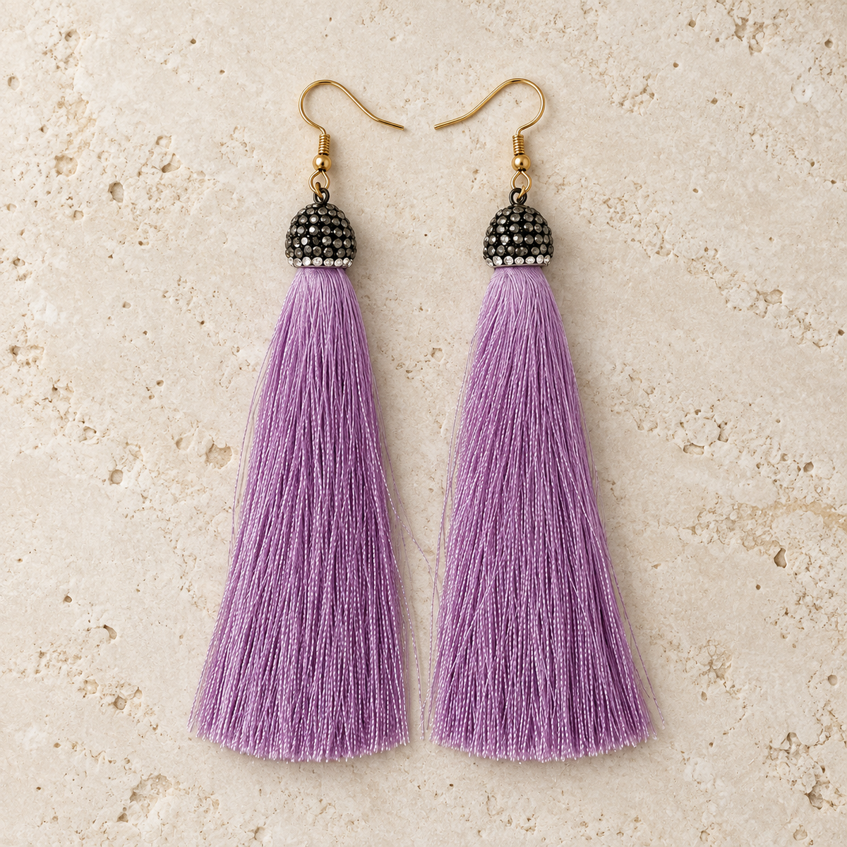 Aretes Hilo de Seda Lila