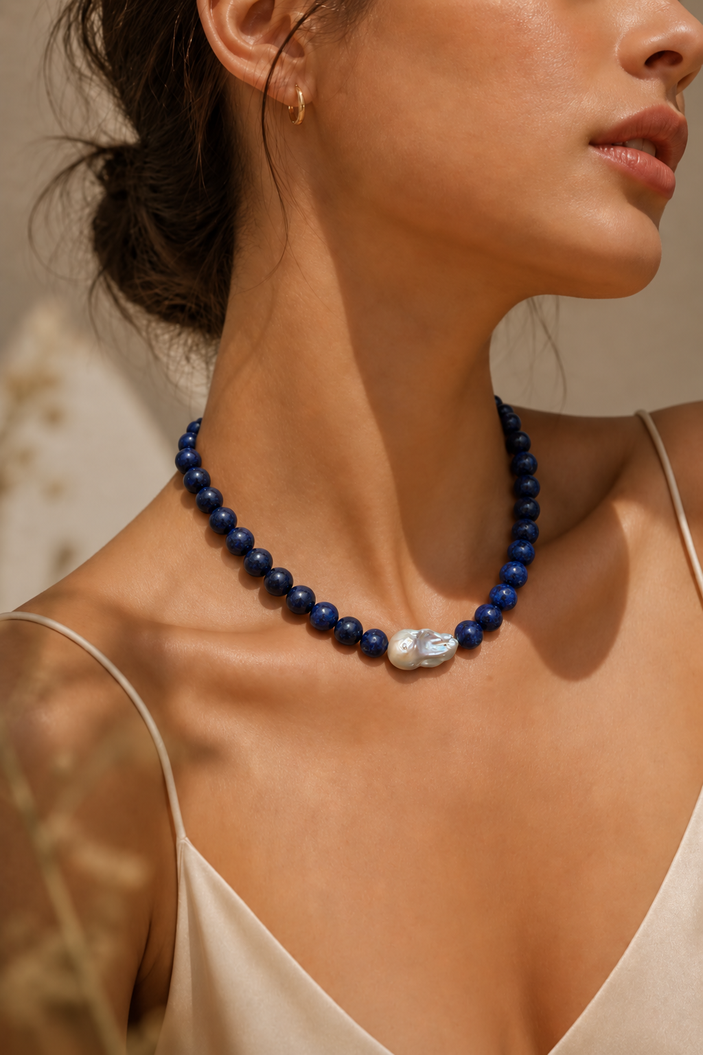 Collar Lapislázuli & Perla Barroca