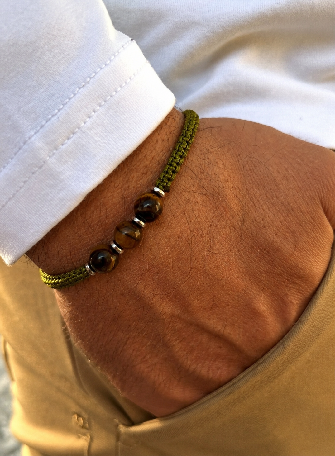 Pulsera Verde con Ojo de Tigre