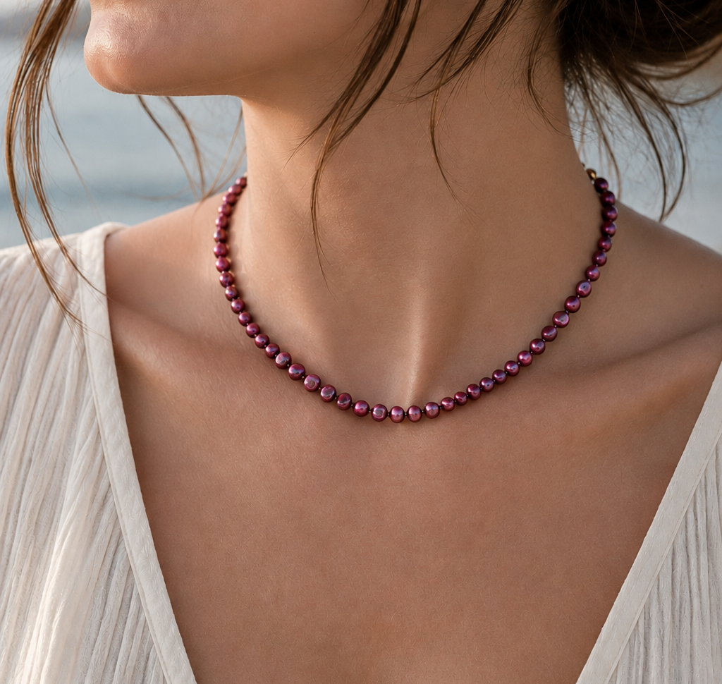 Collar Perlas Moradas