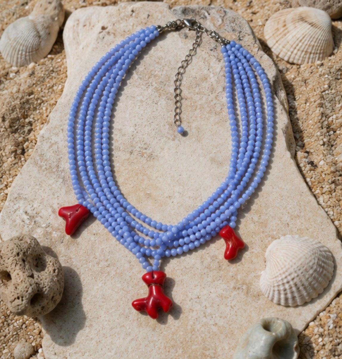 Collar Corales Rojos | Cristales Azules