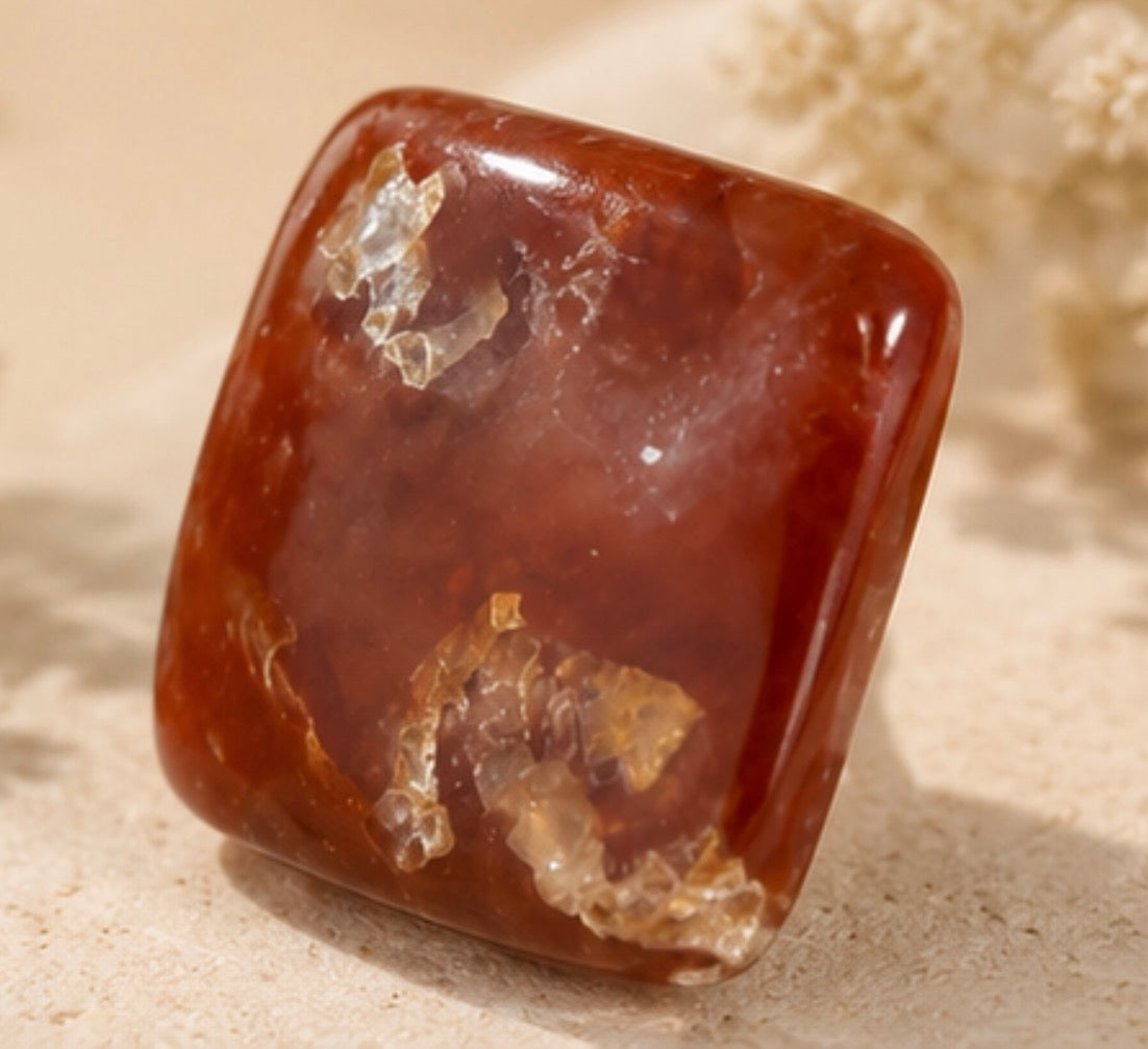 Anillo Cornalina Cuadrado