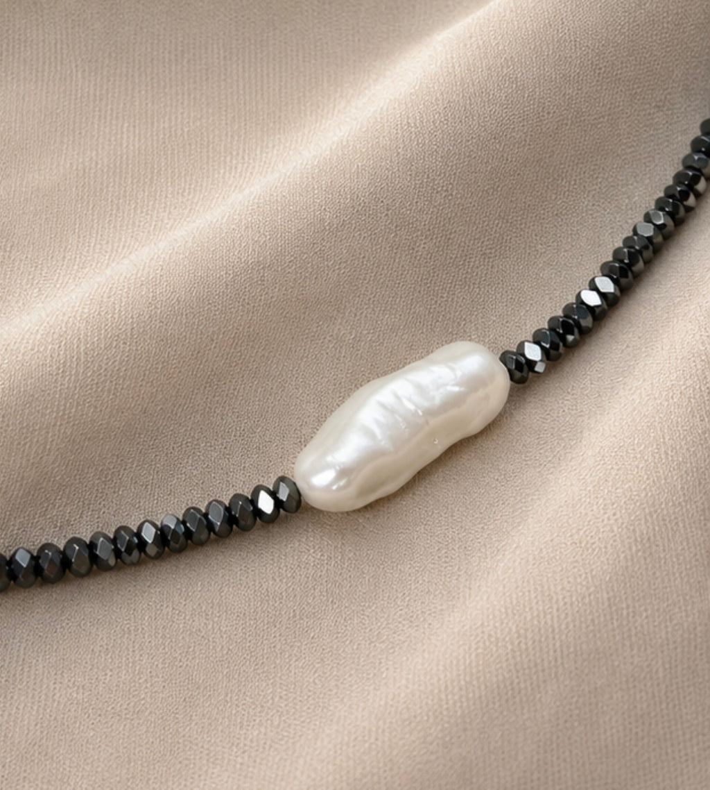 Collar Hematitas & Perla
