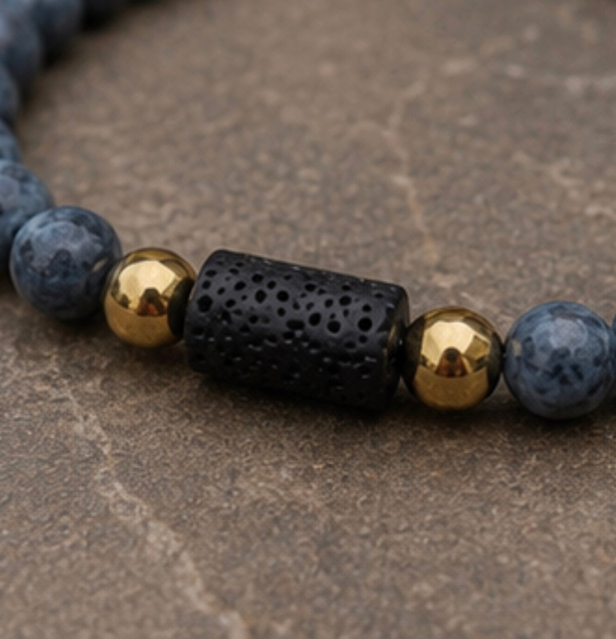 Pulsera Agatas & Piedra Volcanica
