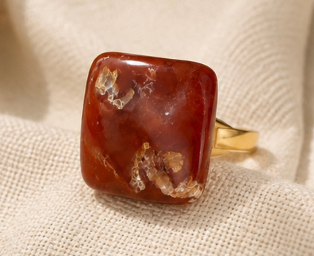 Anillo Cornalina Cuadrado