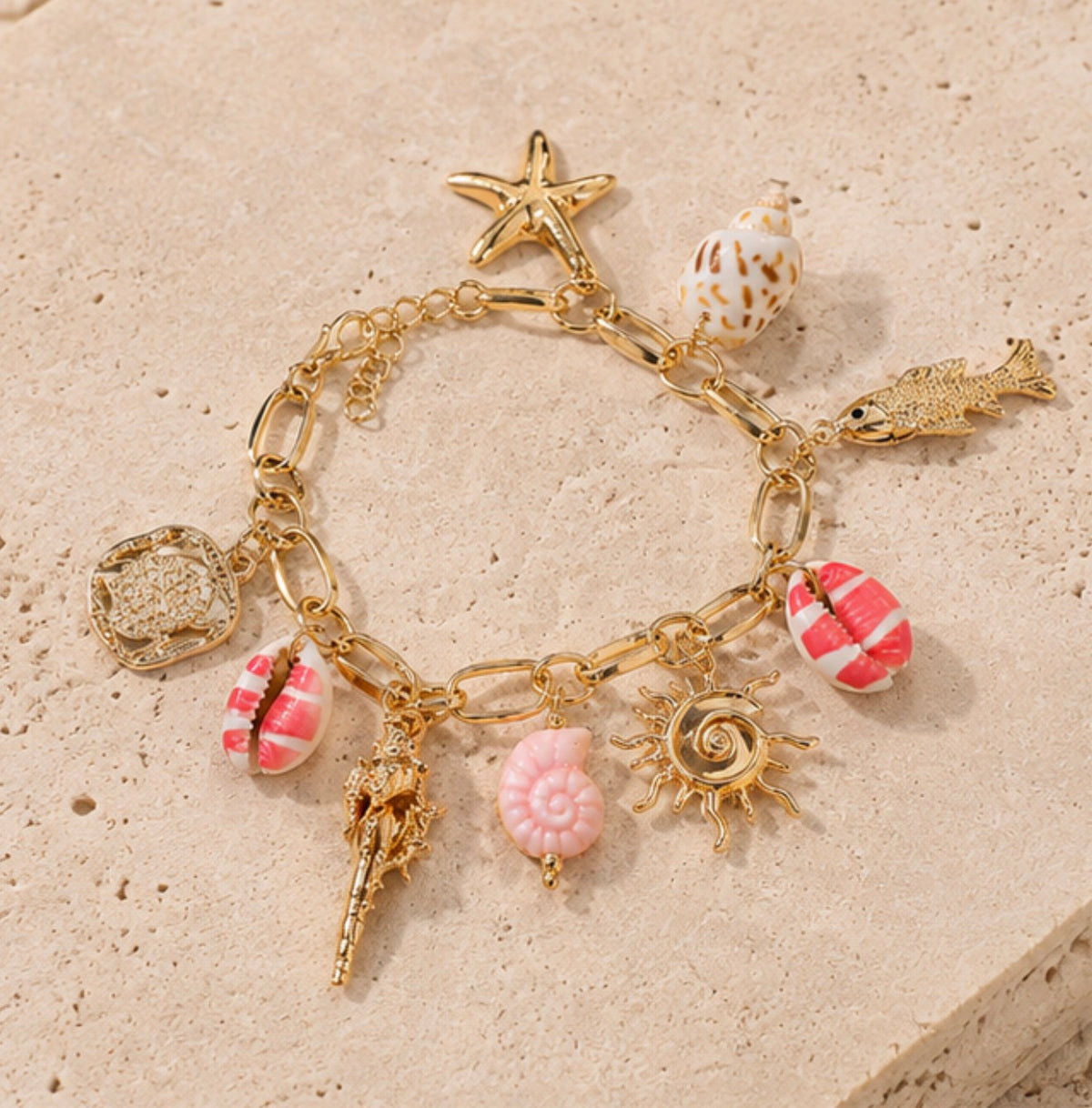 Pulsera Oro Laminado Marina Pink