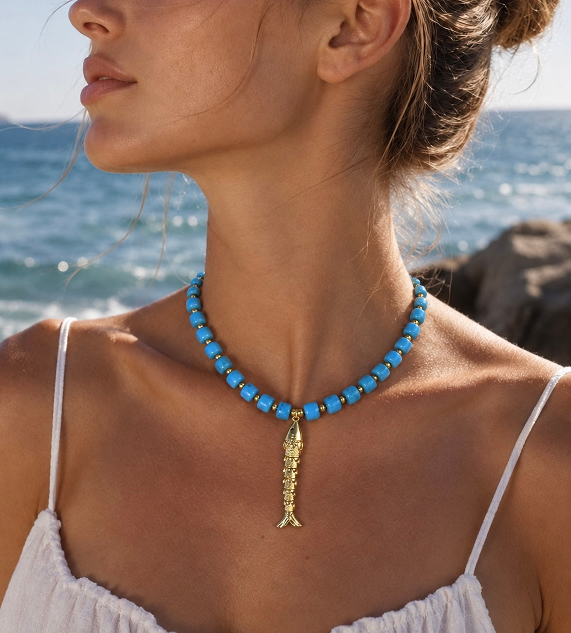 Collar Turquesa & Dije de Pez
