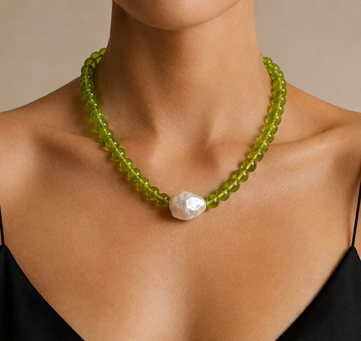 Collar Verde Perla Barroca