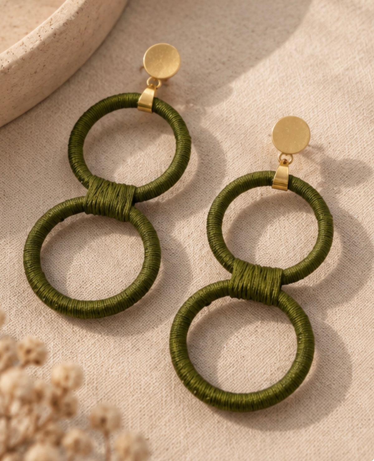Aretes tejido Olivo