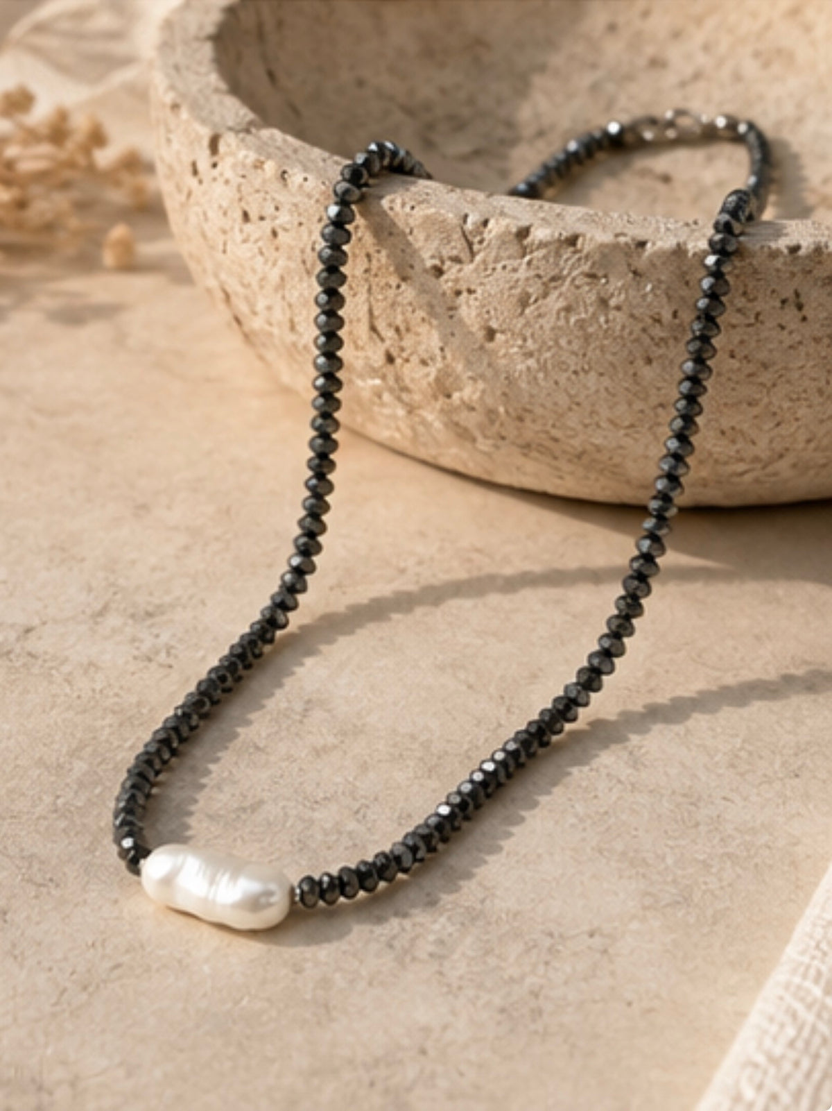 Collar Hematitas & Perla
