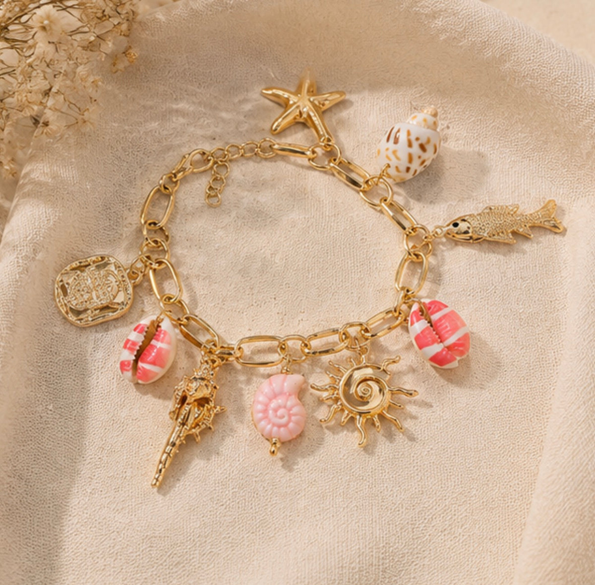 Pulsera Oro Laminado Marina Pink