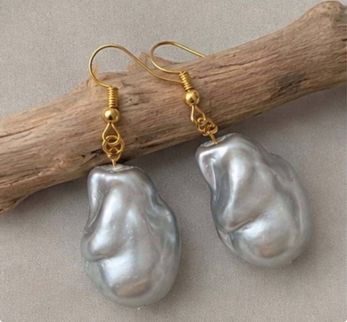 Aretes Perlas Barrocas Plateadas