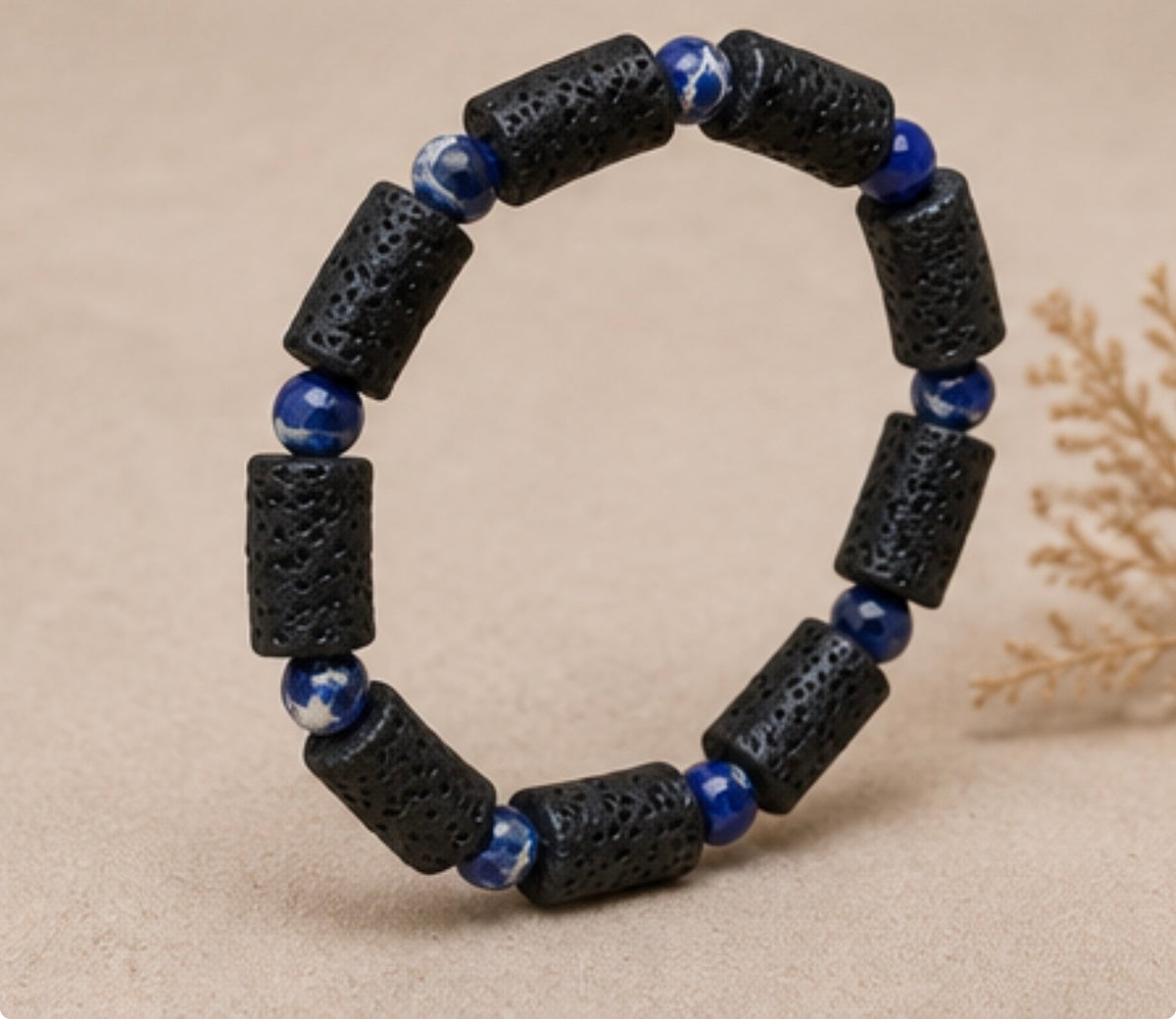 Pulsera Lapislázuli & Piedra Volcanica