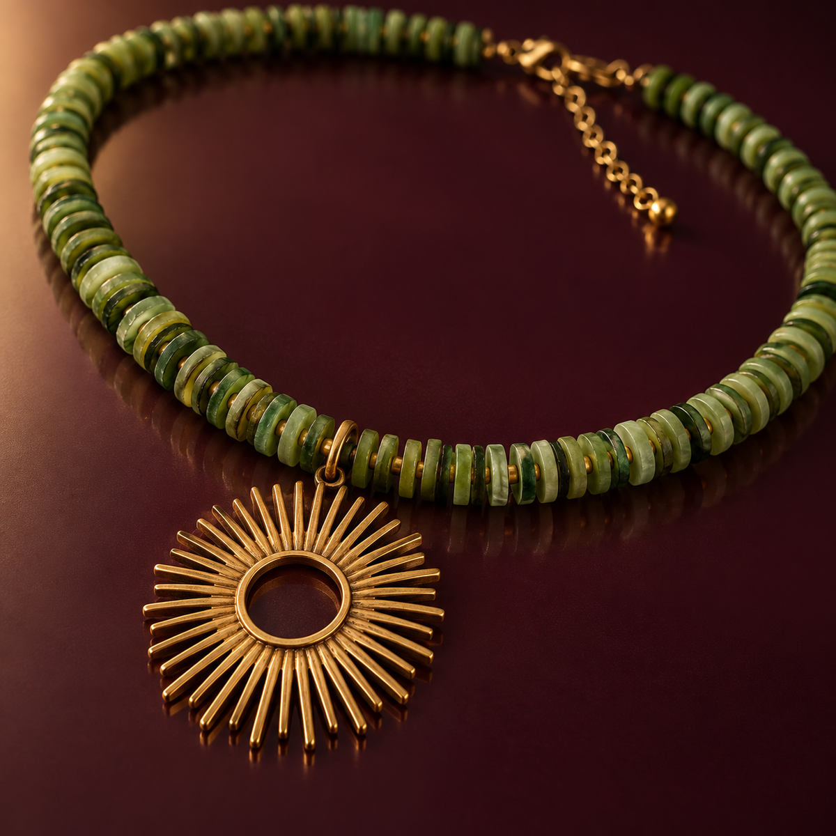 Collar Nácar Verde & Sol