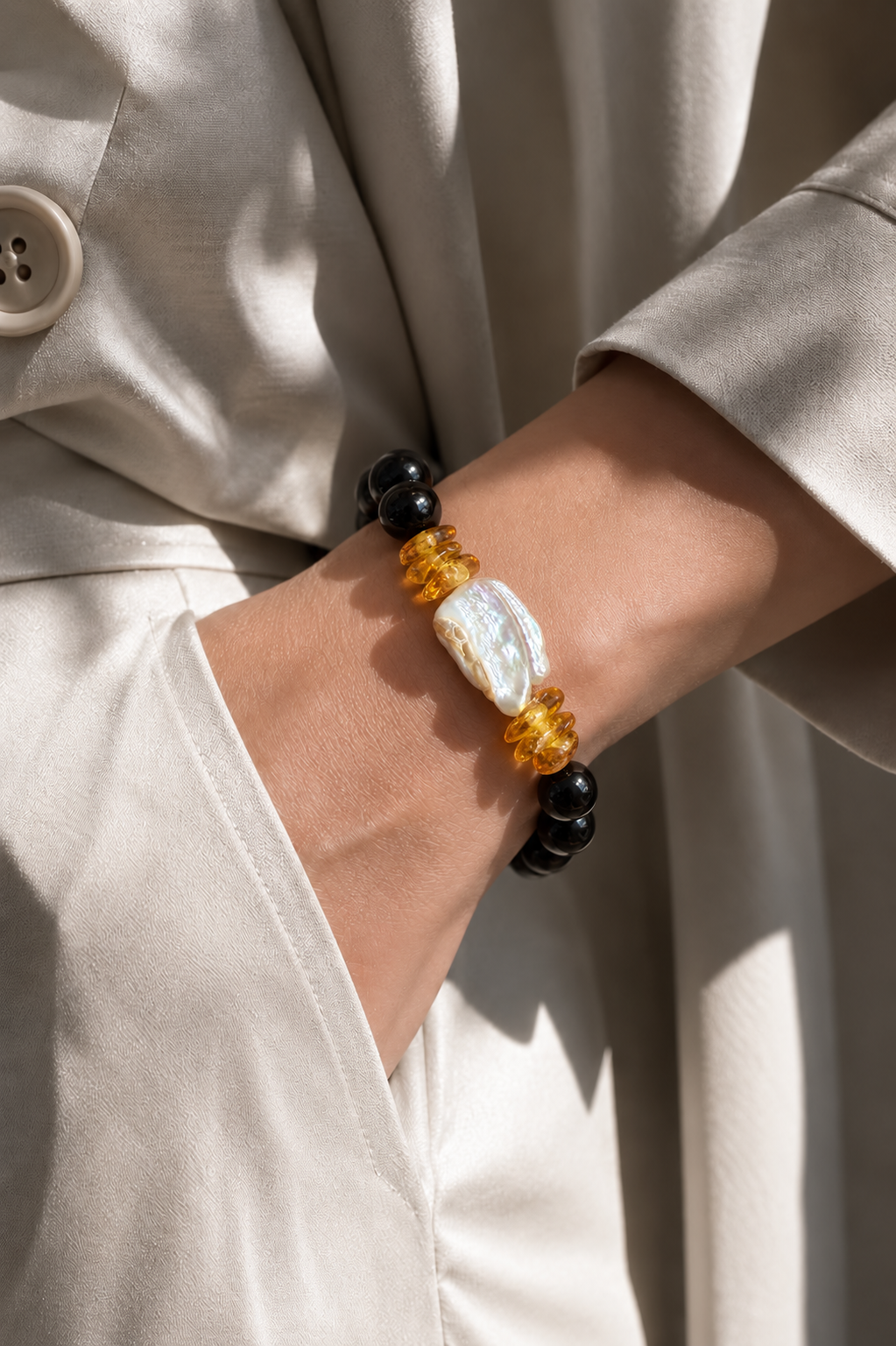 Pulsera Agatas, Ambar & Perla