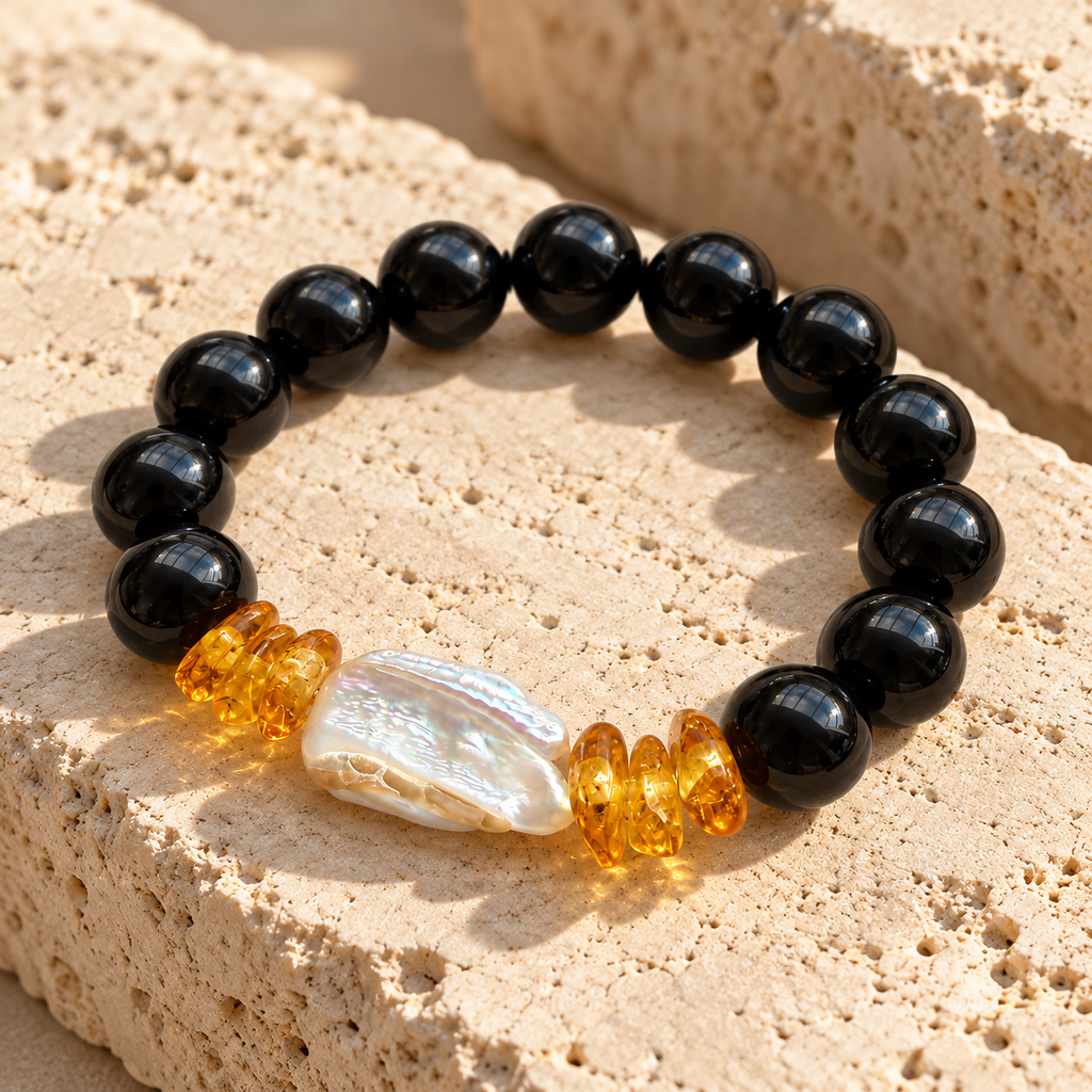 Pulsera Agatas, Ambar & Perla