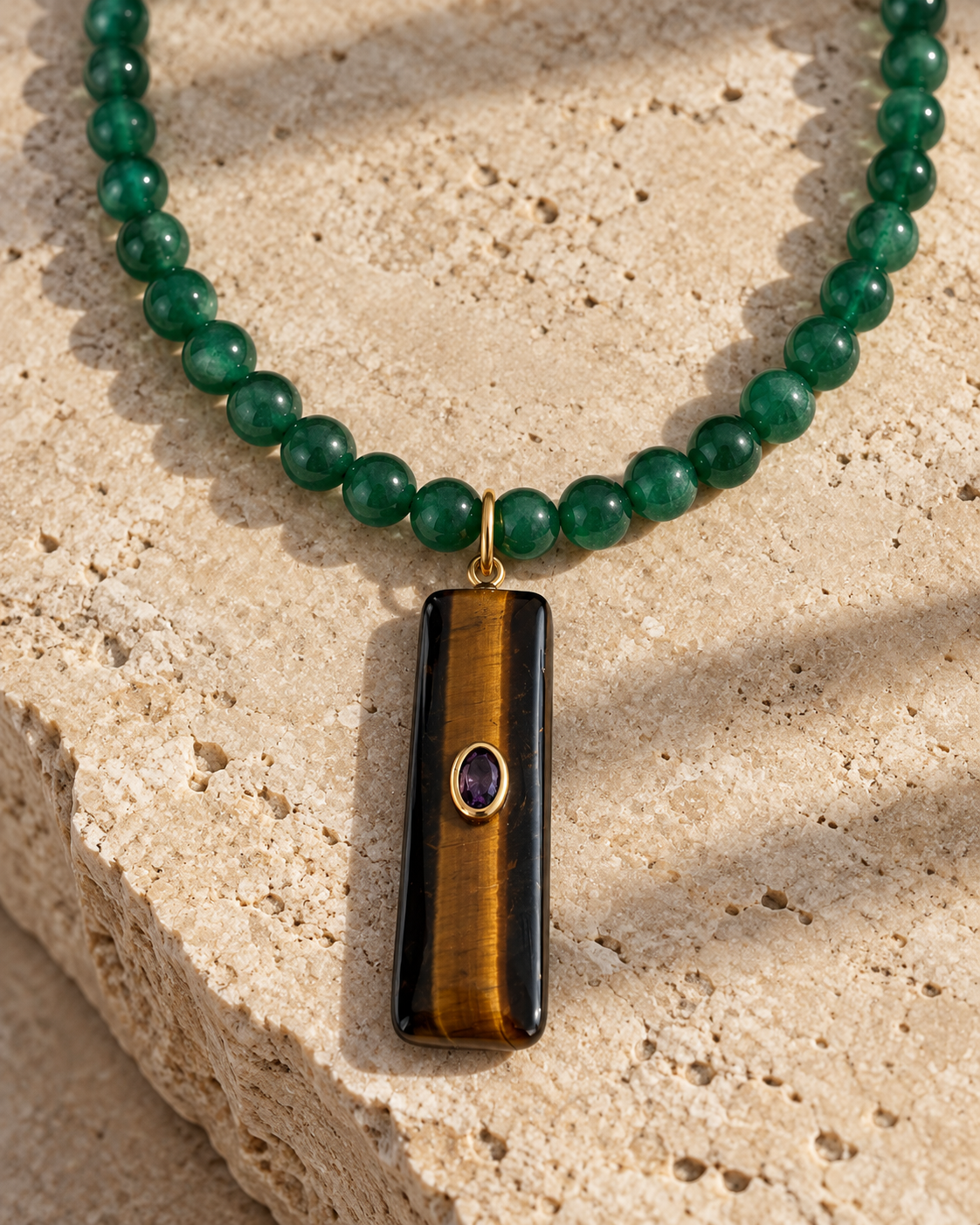 Collar Cuarzo Verde & Ojo de Tigre