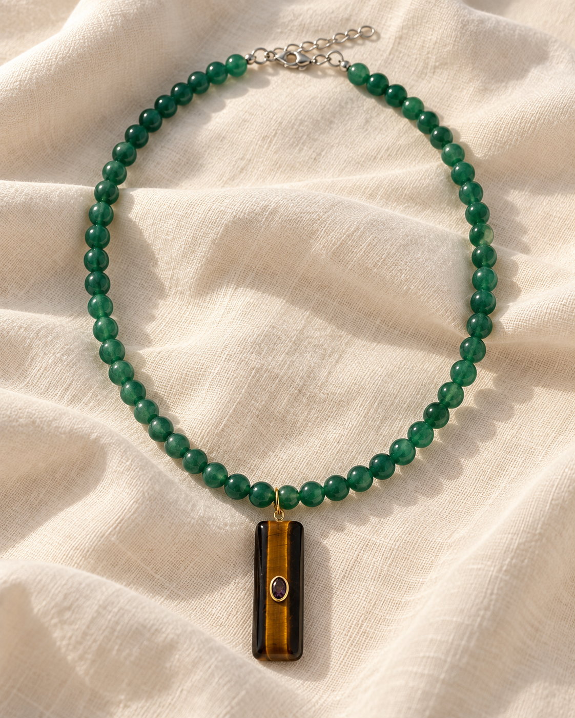 Collar Cuarzo Verde & Ojo de Tigre