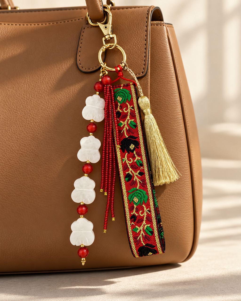Bag Charm Llavero Rojo & Cuarzo