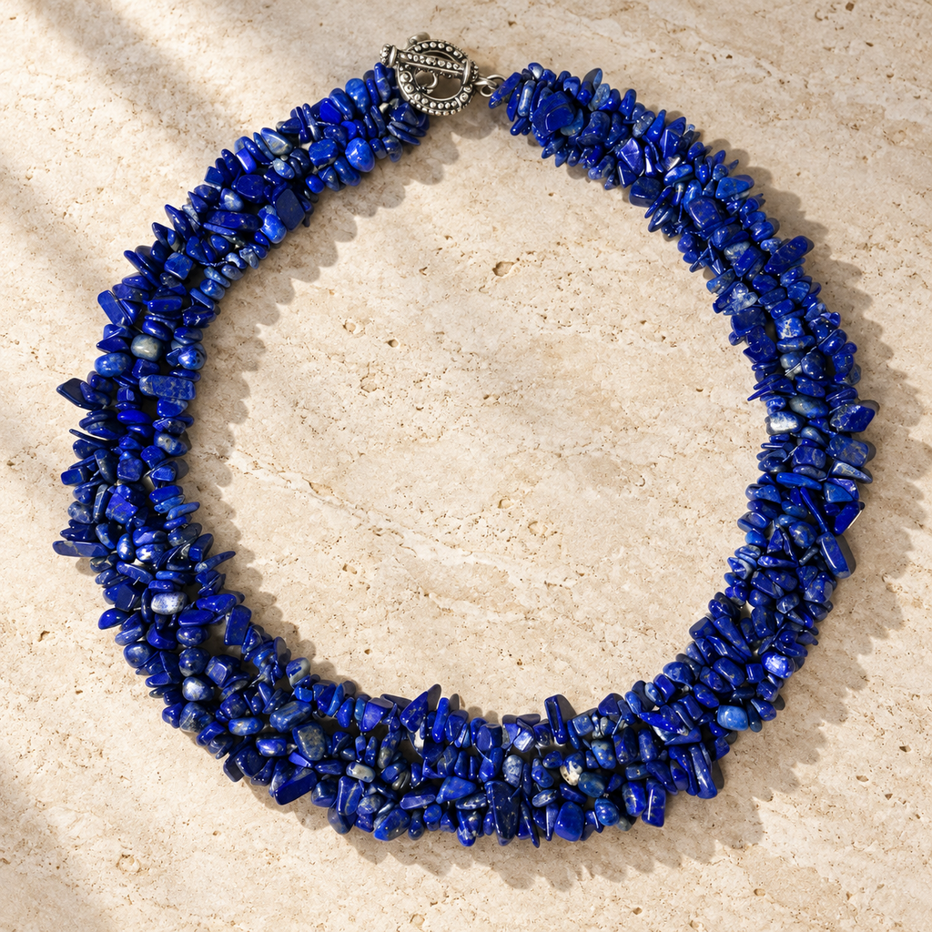 Collar Lapizlazuli Chip Tejido