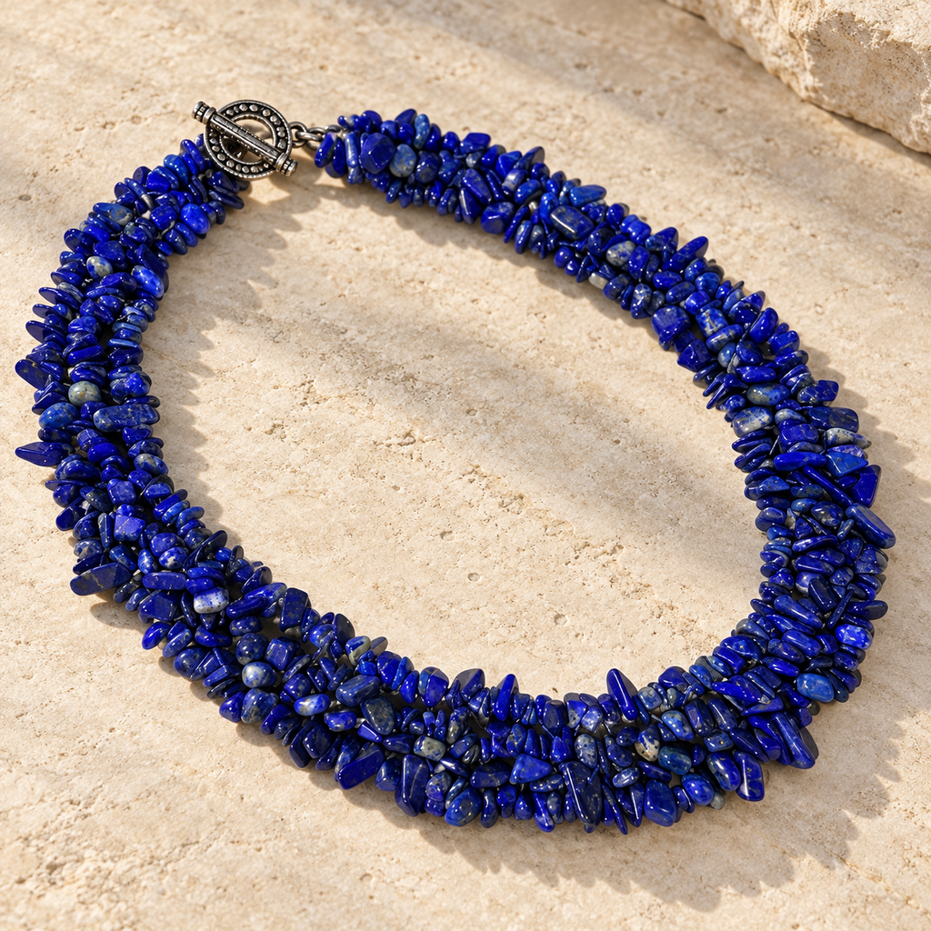 Collar Lapizlazuli Chip Tejido