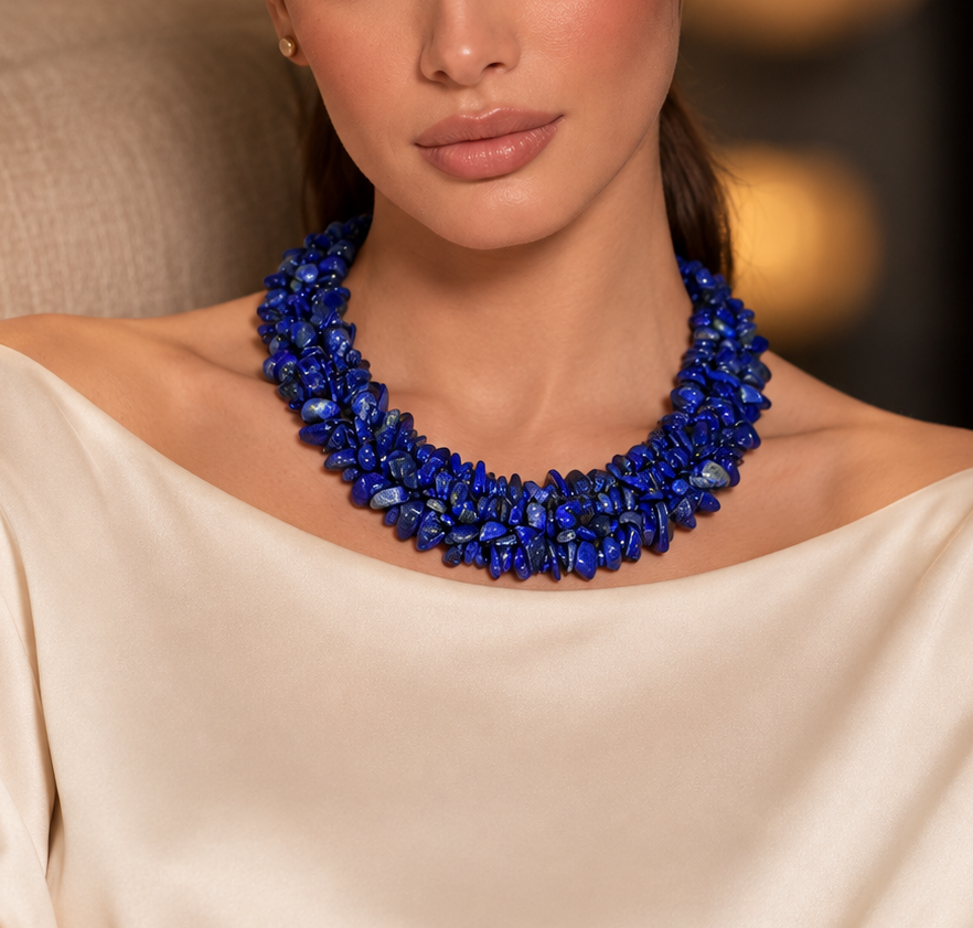 Collar Lapizlazuli Chip Tejido