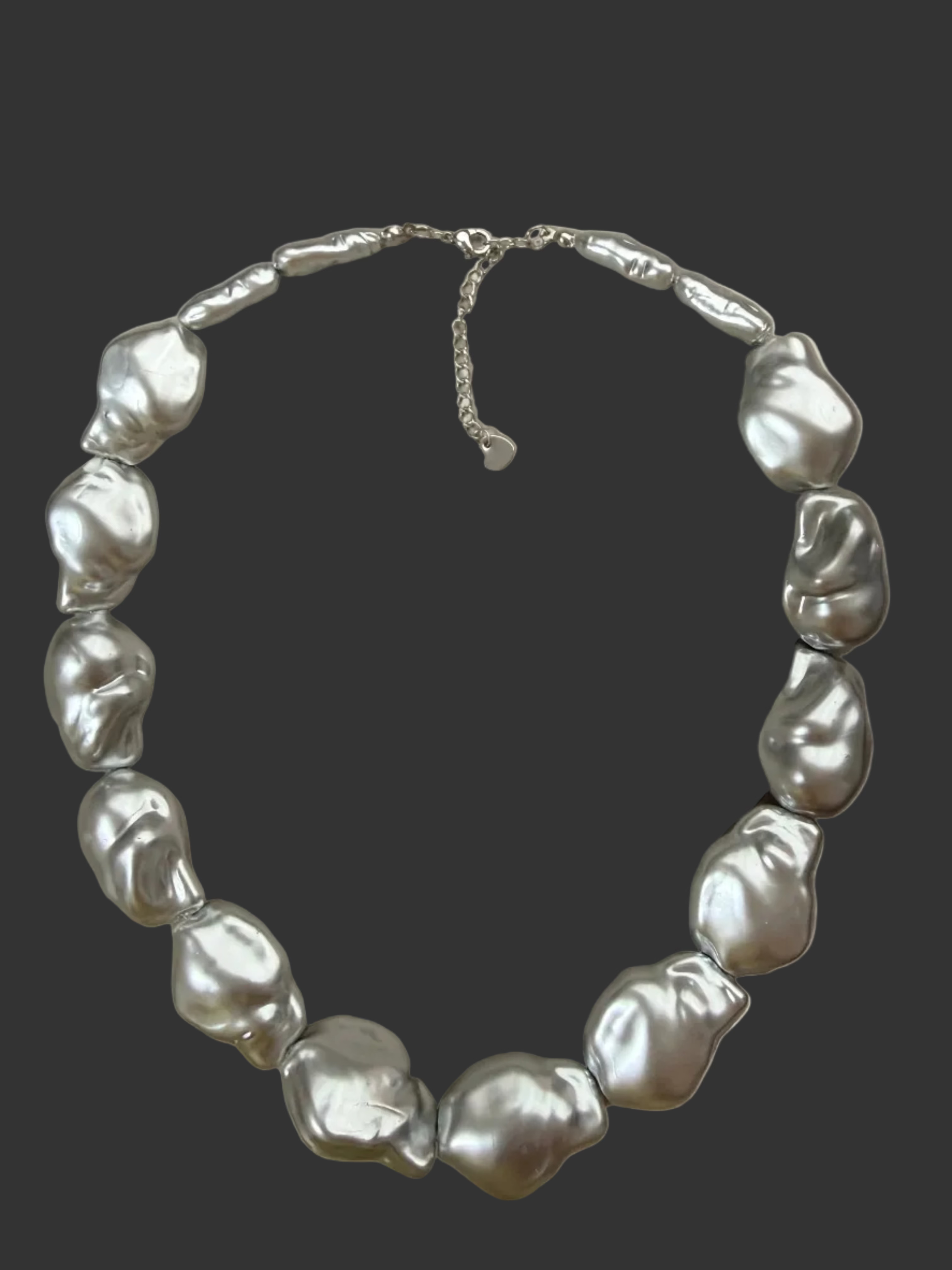 Collar Perlas Barrocas Plateadas
