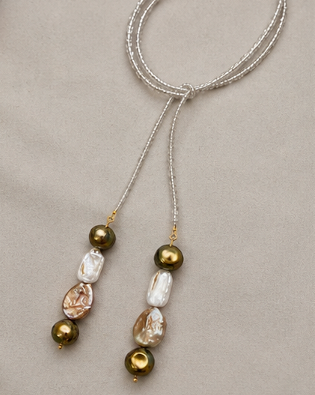 Collar Corbatin Perlas Barrocas