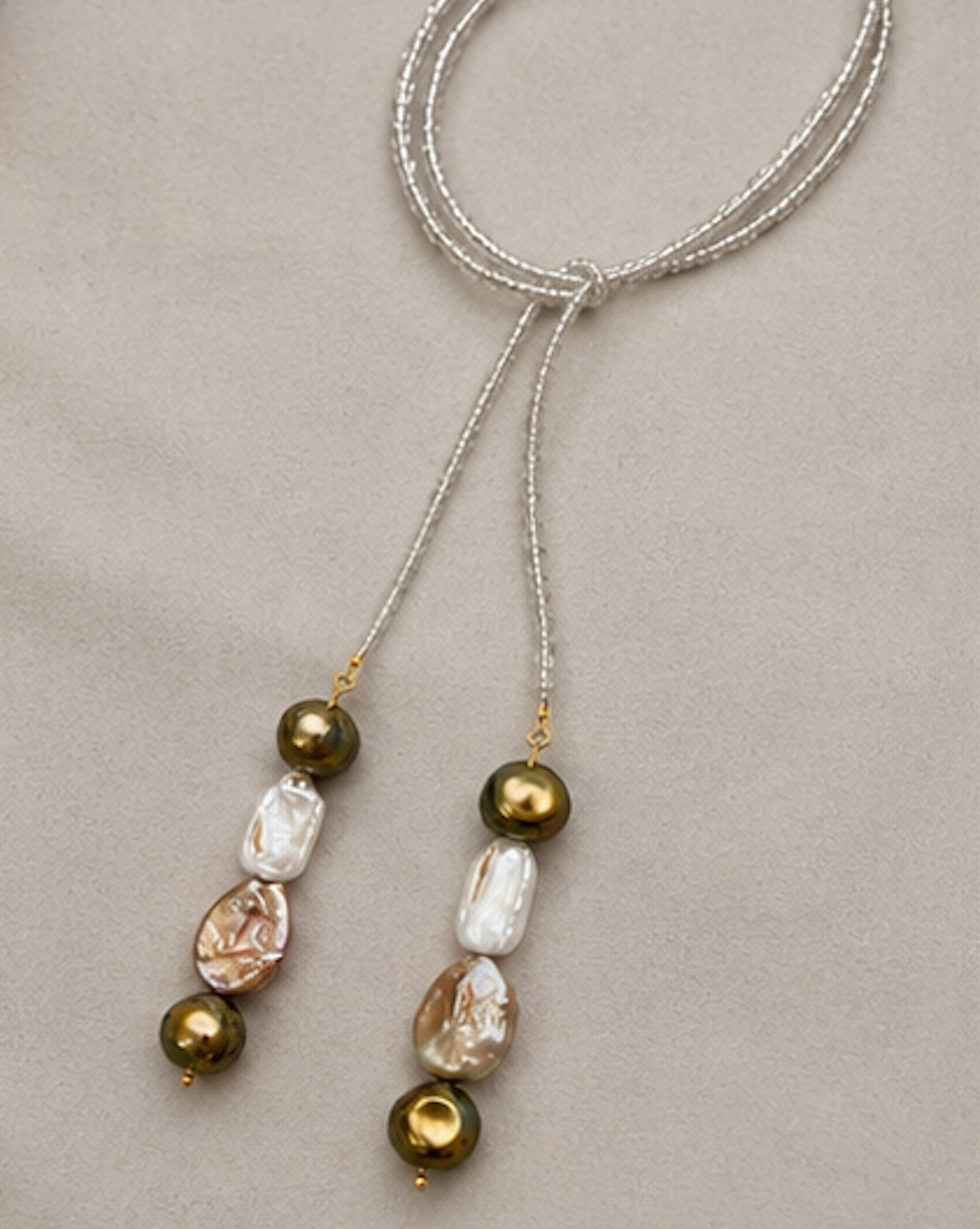 Collar Corbatin Perlas Barrocas