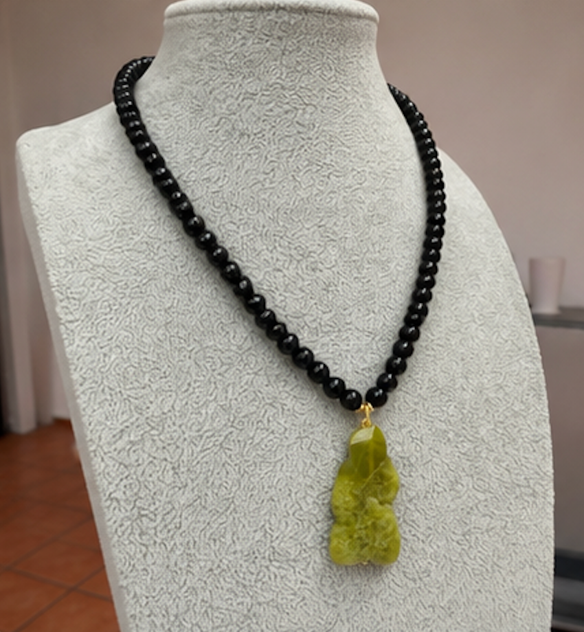 Collar Agatas con dije Jade Imperial