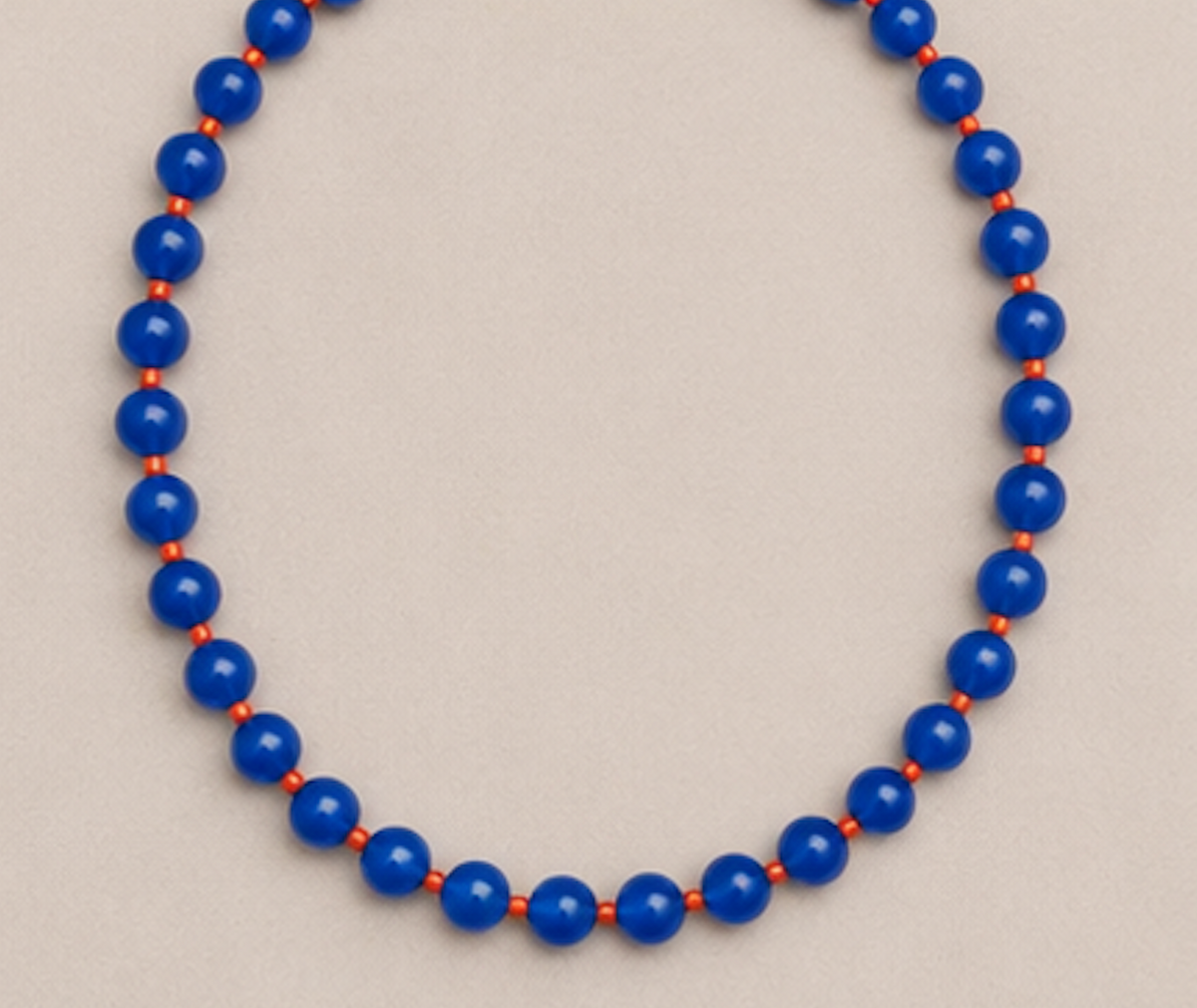 Collar Agata Azul y Coral Naranja