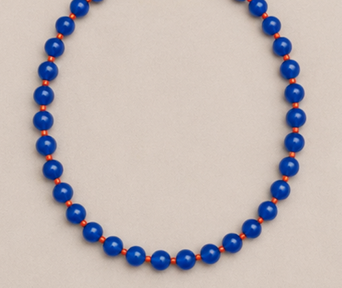 Collar Agata Azul y Coral Naranja