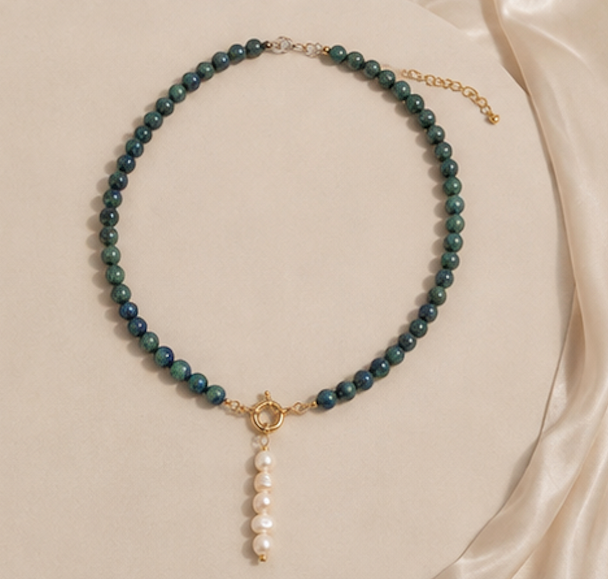 Collar Crisocola y Perlas Barrocas