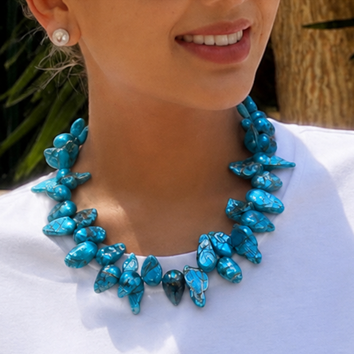Collar Perlas Barrocas Azules