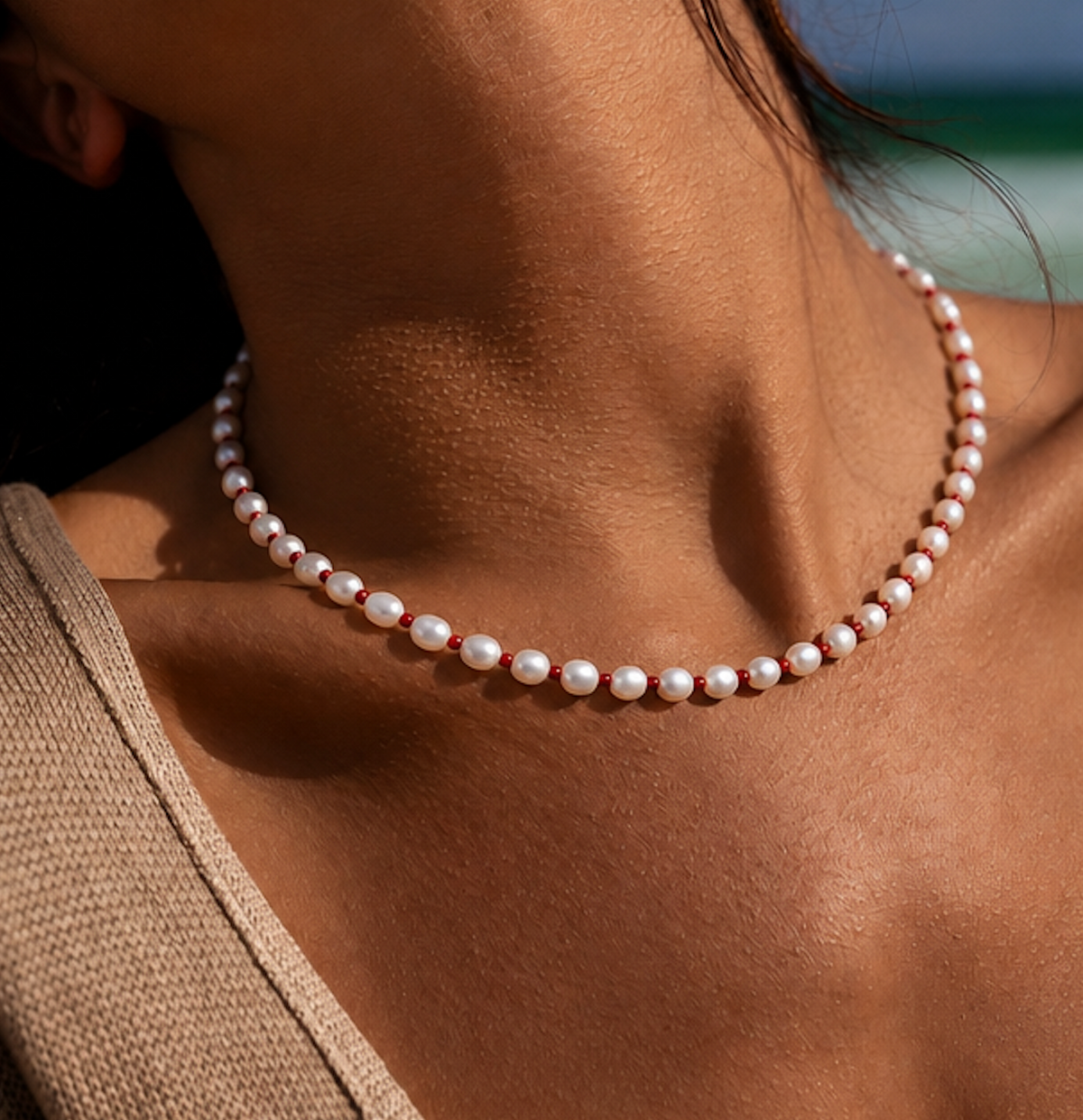 Collar Perlas | Carmesí