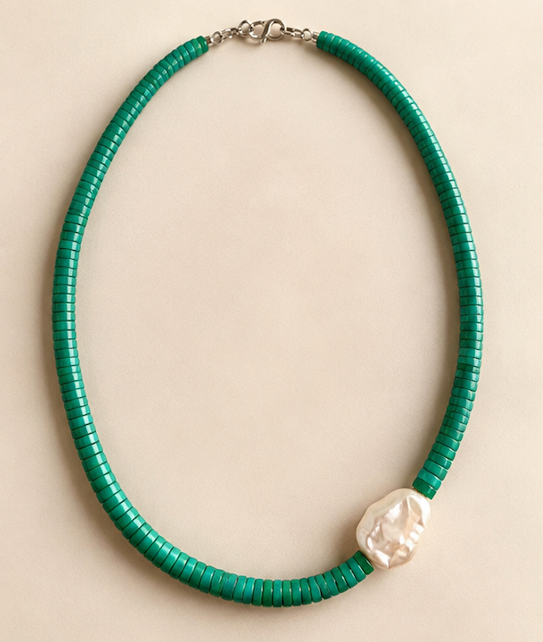 Collar Turquesa Verde con Perla Barroca
