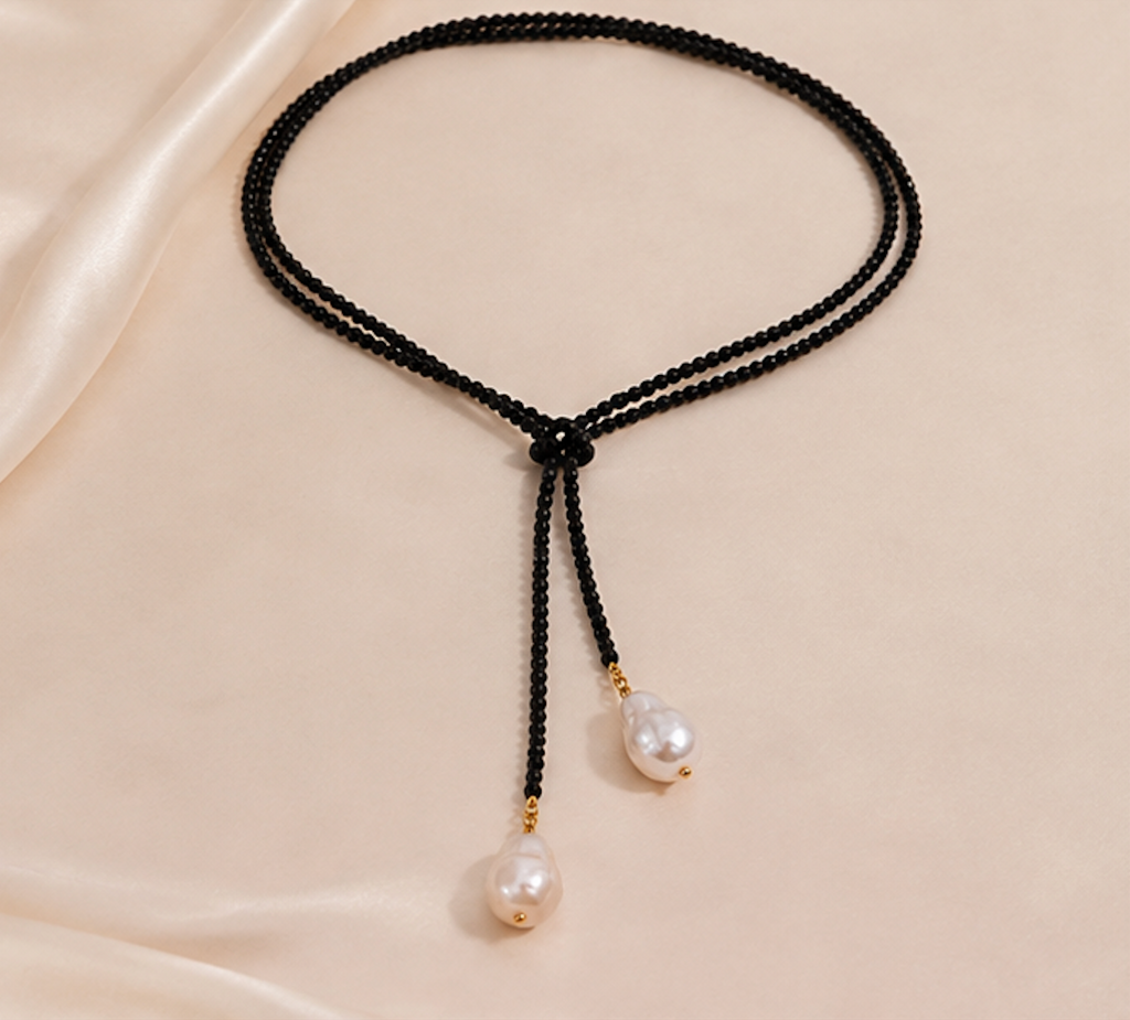 Collar Corbatin Perlas Barrocas