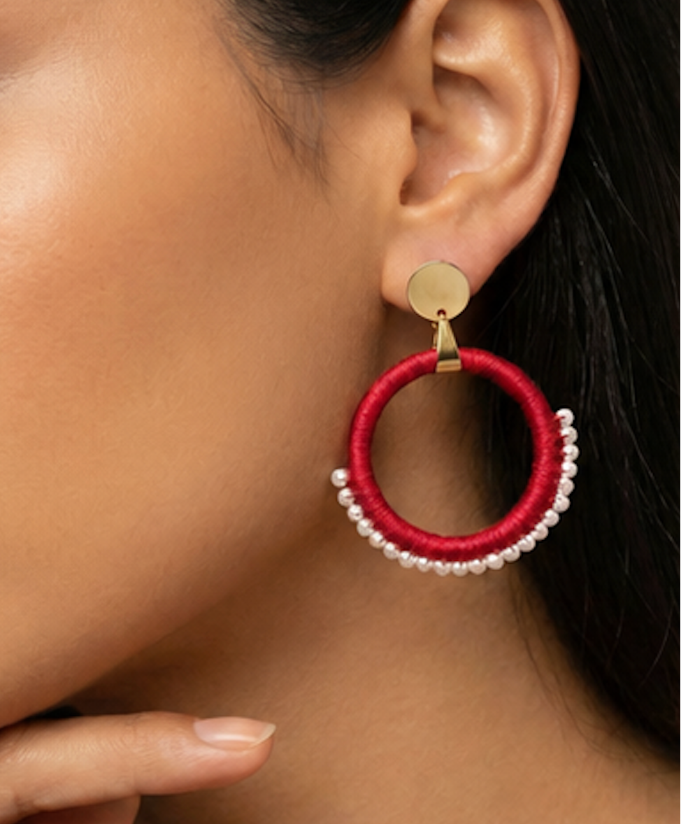 Aretes Tejidos con Perlas