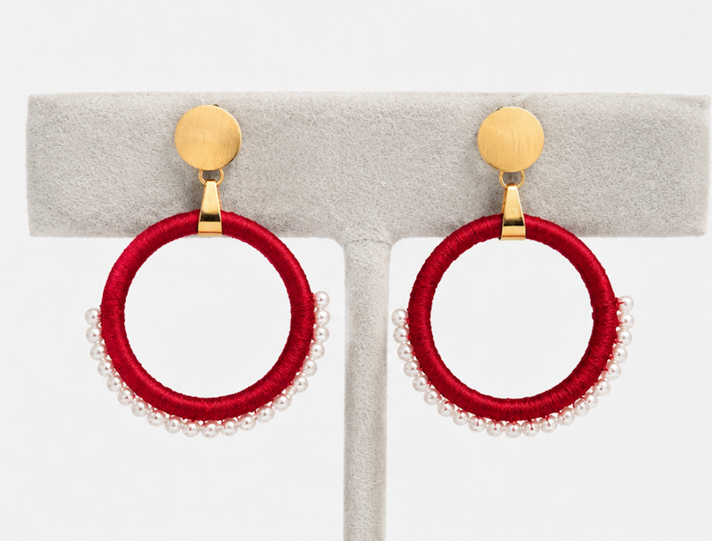 Aretes Tejidos con Perlas