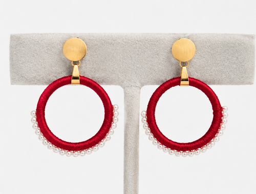 Aretes Tejidos con Perlas