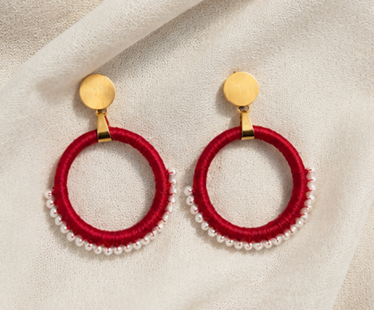 Aretes Tejidos con Perlas
