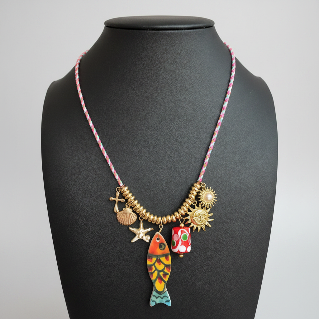 Collar Cordon Dije Pez Multicolor