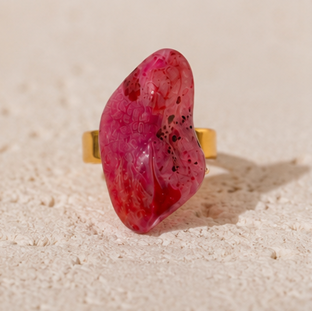 Anillo Piedra Agata Rosa